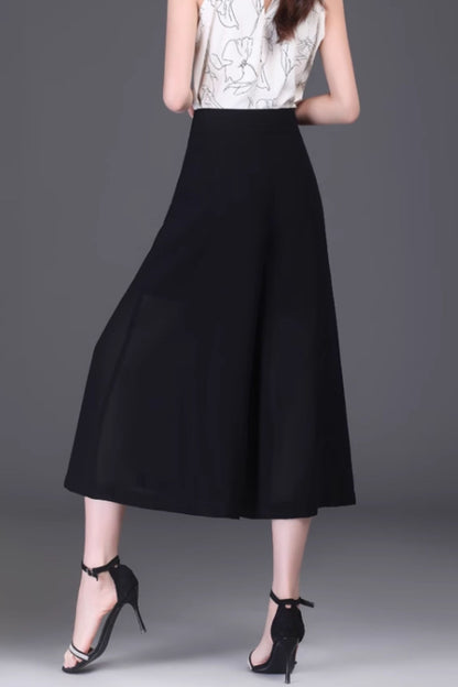 Summer irregular wide leg midi pants women C5020