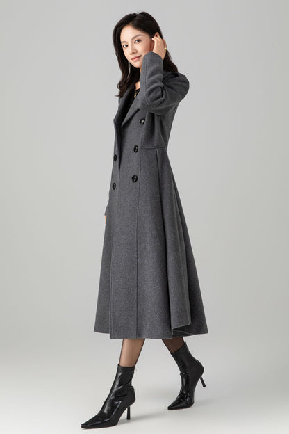 Double Breasted Maxi Wool Coat C5268