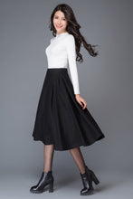 Load image into Gallery viewer, A line black winter womens wool skirt C1008
