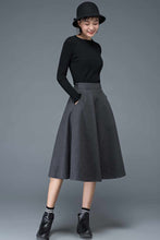 Load image into Gallery viewer, 50S A line midi wool skirt for women C1193
