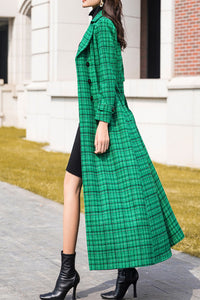 Women's Autumn and winter green plaid coat C4213