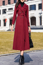 Load image into Gallery viewer, women&#39;s burgundy winter wool coat C4207
