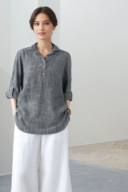 Spring Summer Linen Tops C5326