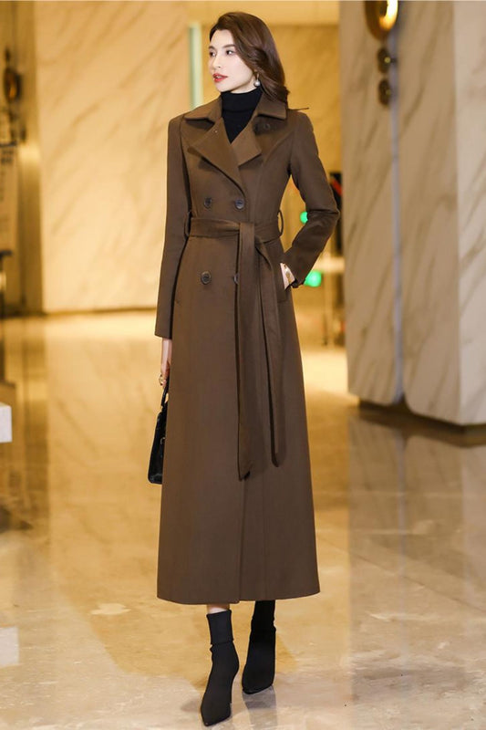 Womens Medium-length Brown coat C3770