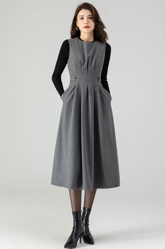 Womens Winter Midi Wool Dress C3618