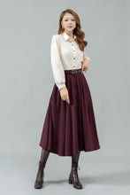 Load image into Gallery viewer, Womens burgundy winter wool skirt C4448
