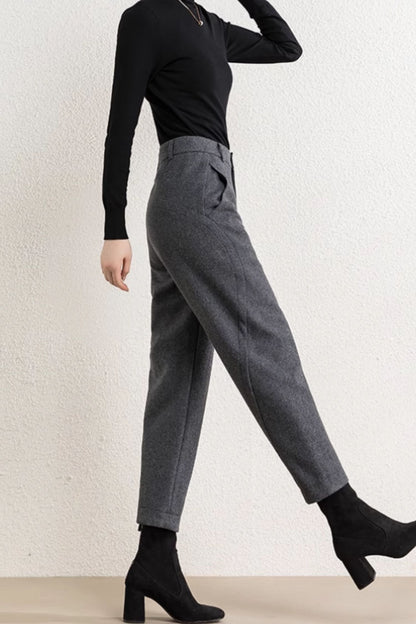 Wide leg long wool pants for women C4645