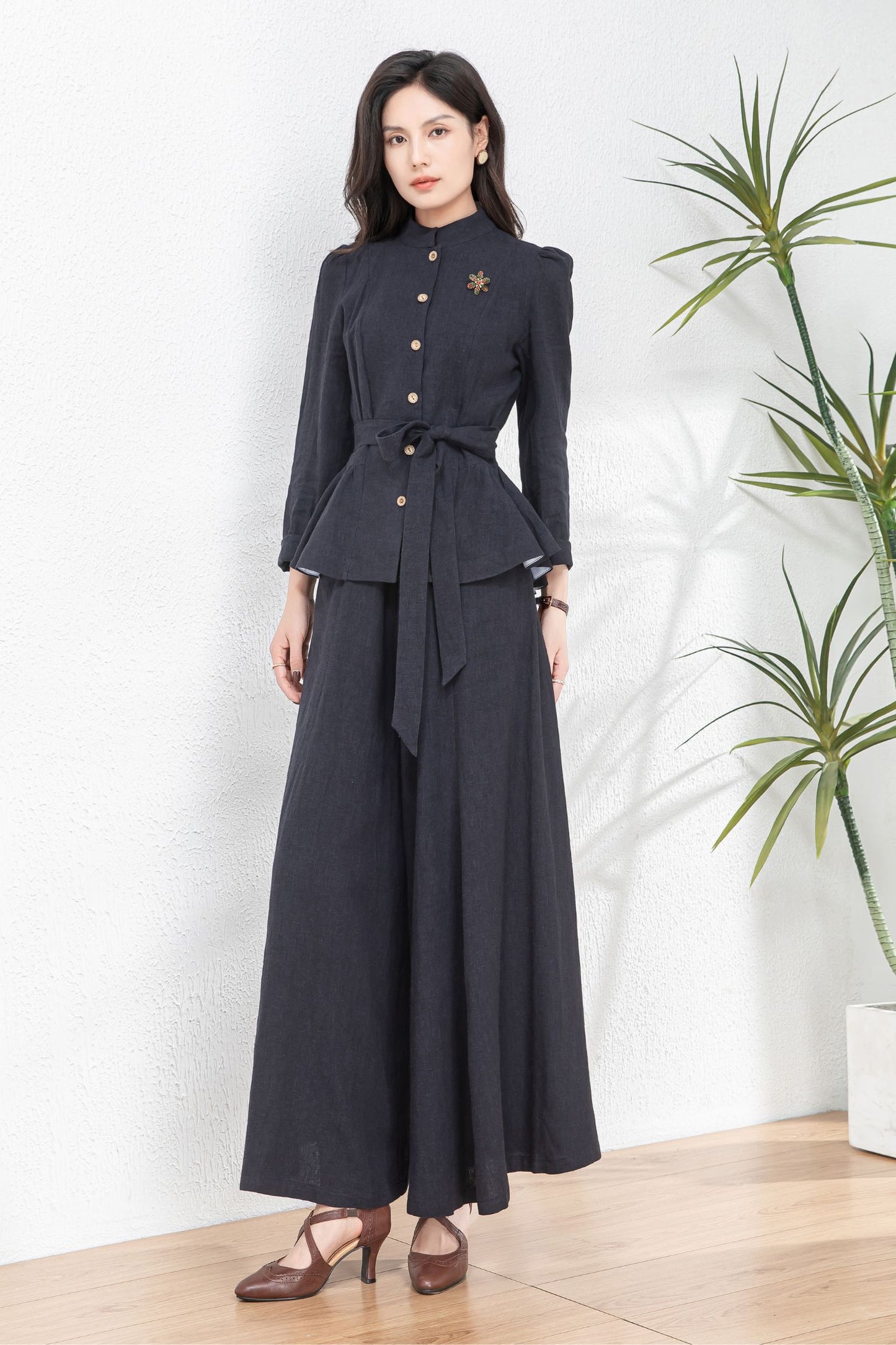 Versatile Cotton-Linen Jacket in Elegant Navy for Effortless Spring Style c4762