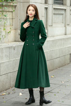 Load image into Gallery viewer, Warm green long trench wool coat C4501
