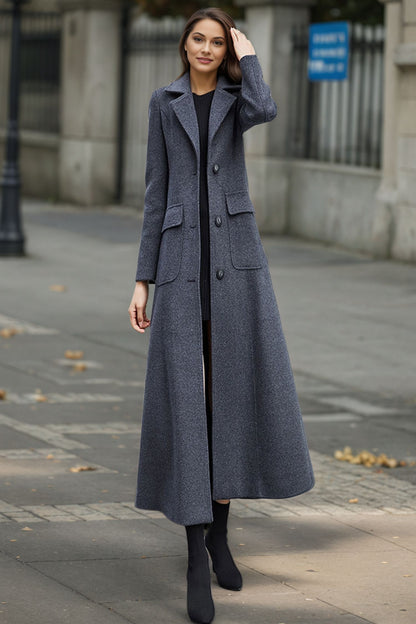 Winter warm long trench wool coat C4950
