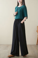 Load image into Gallery viewer, Black casual linen long pants C3962
