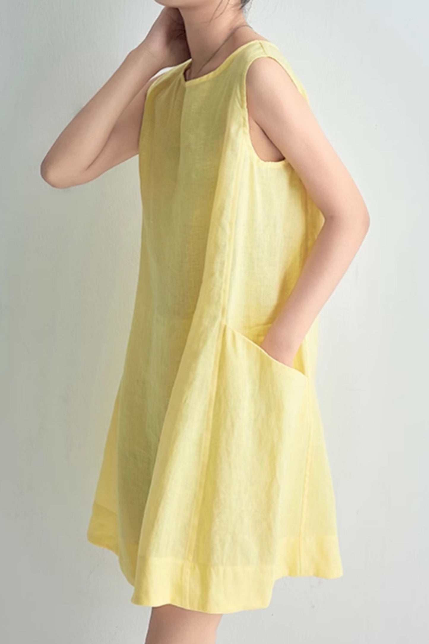 Summer yellow tank dress women C5062