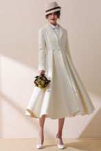 Load image into Gallery viewer, White wool wedding maxi coat dress C1779
