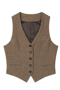 Brown sleeveless winter wool jacket TT0194