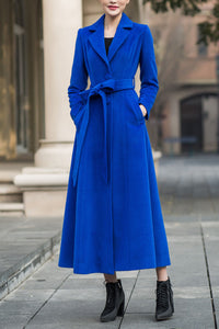 Women's Autumn and winter blue wool coat C4220