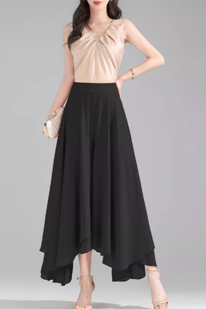 Irregular loose fit summer chiffon pants C4912