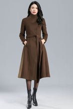 Load image into Gallery viewer, Asymmetrical Wool Coat Brown C2468
