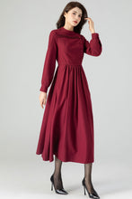Load image into Gallery viewer, Burgundy Fit and Flare Dress C3608
