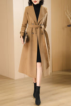 Load image into Gallery viewer, Women&#39;s Autumn and winter camel plaid coat C4216
