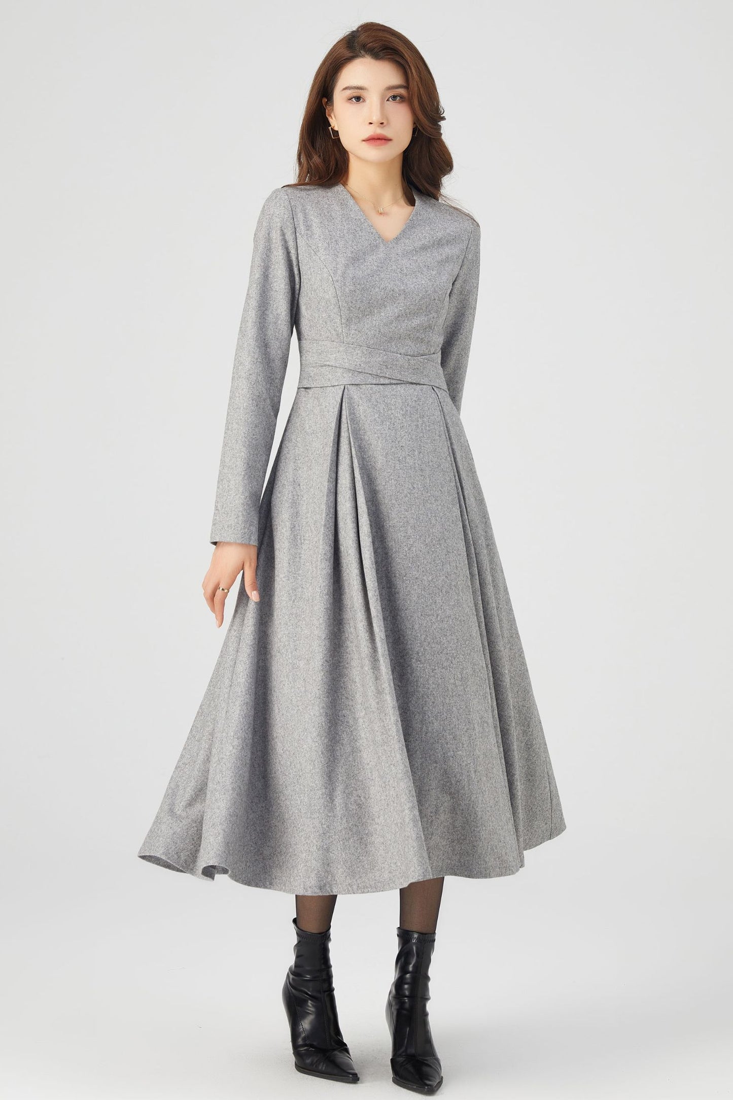 Winter Grey Wool Dress C3679