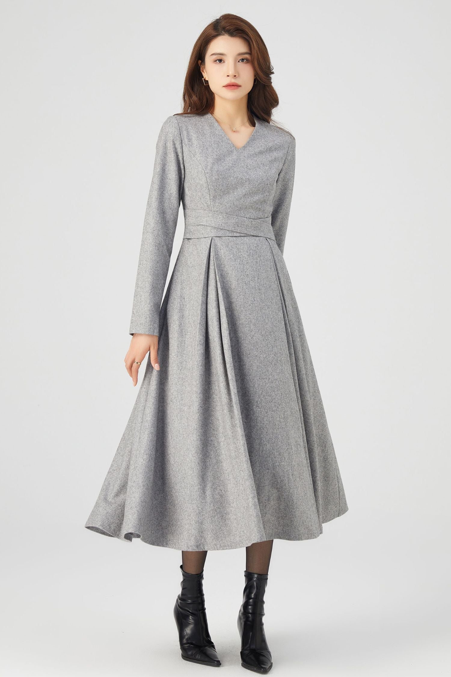 Winter Grey Wool Dress C3679 – YLISTYLE