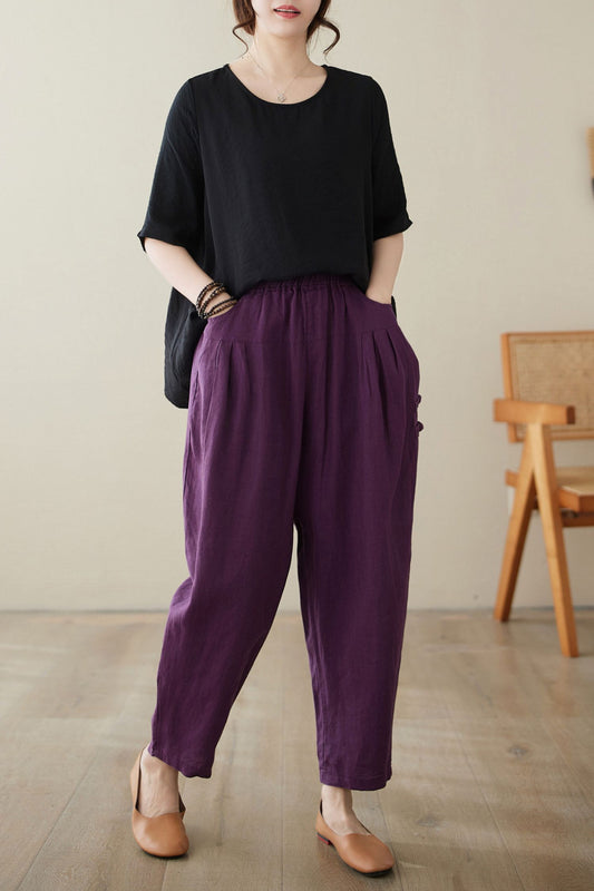 Loose fit pants with pockets C3967