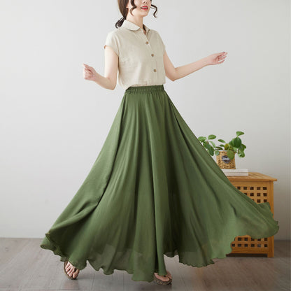 Bohemian Green Maxi Skirt c4893