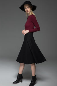 Black Skater womens winter wool skirt C768