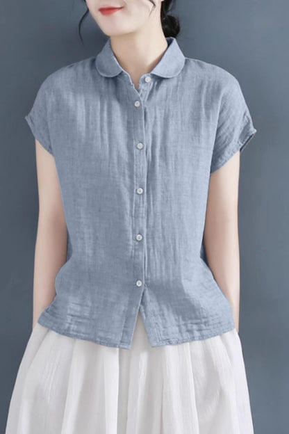 Casual linen womens summer shirt blouse C5046
