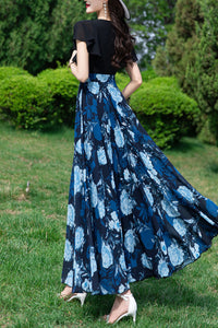 Long women summer chiffon printing dress C3986