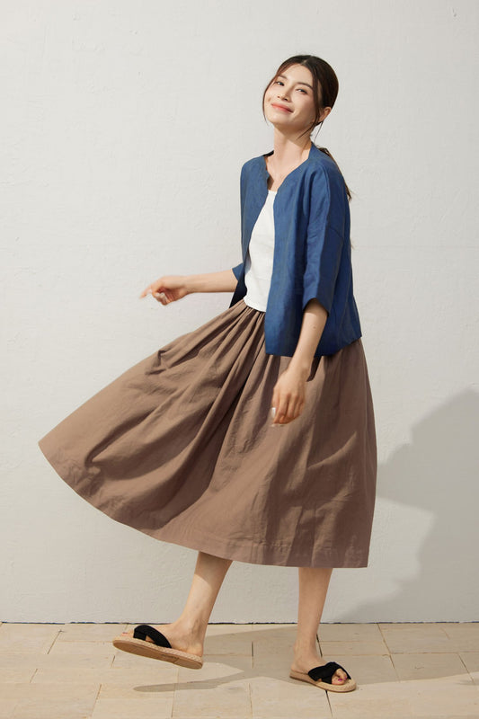 Loose fit summer Linen skirt C3943