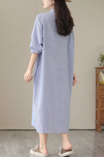 Load image into Gallery viewer, Loose fitting striple long shirt dress C4427
