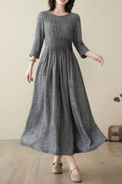 Women's Casual Grey Linen dress C3948
