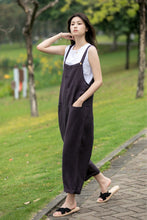 Load image into Gallery viewer, Women Linen Casual dark grey Jumpsuit C4018
