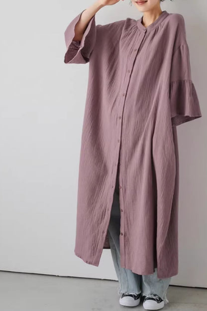 Plus size cotton spring shirt dress women C5429