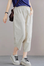 Load image into Gallery viewer, Elastic waist loose fitting linen pants C4438
