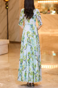 new chiffon print long dress C4052