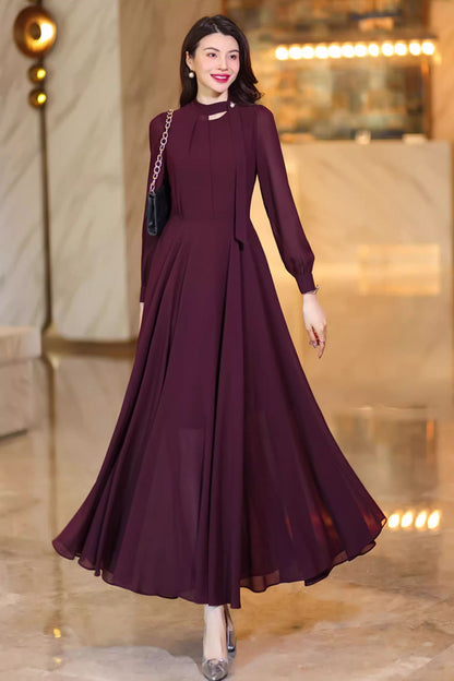 Long sleeves prom chiffon dress C4918