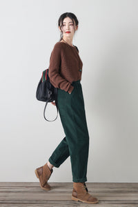 Baggy wide leg corduroy pants women C4342