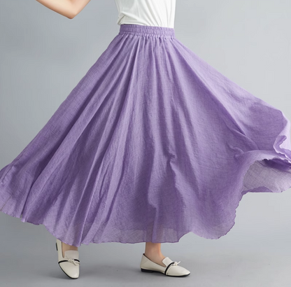 Maxi Plus size summer linen skirt women C5023-19 (violet)