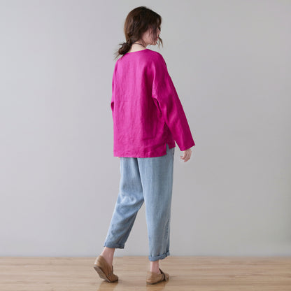 Plus size Linen blouse, Oversized Linen blouse C2127