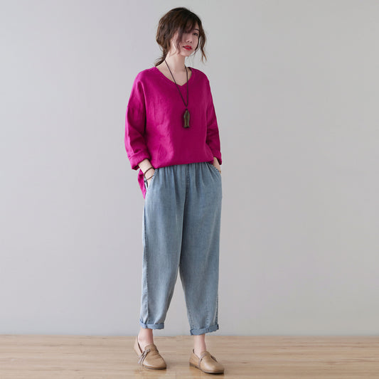 Plus size Linen blouse, Oversized Linen blouse C2127