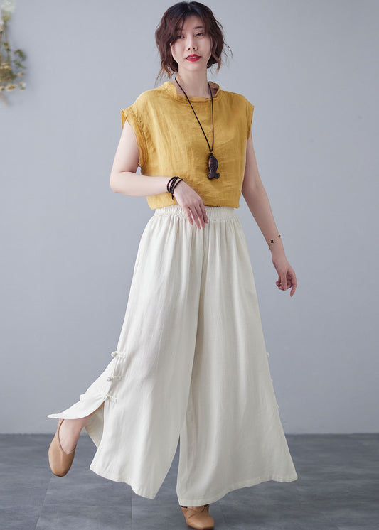 Vintage Inspired Wide Leg Linen Pants C2123