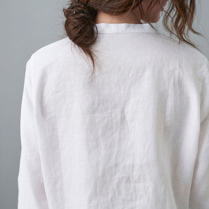 White Linen Shirts, V neck Blouse C2107