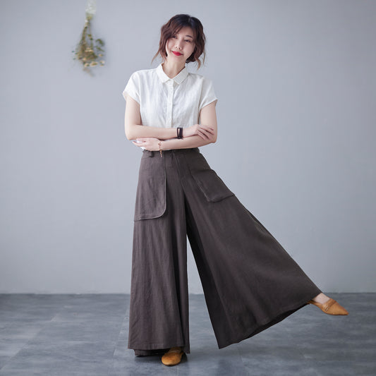 Womens Casual Long Linen pants c2125