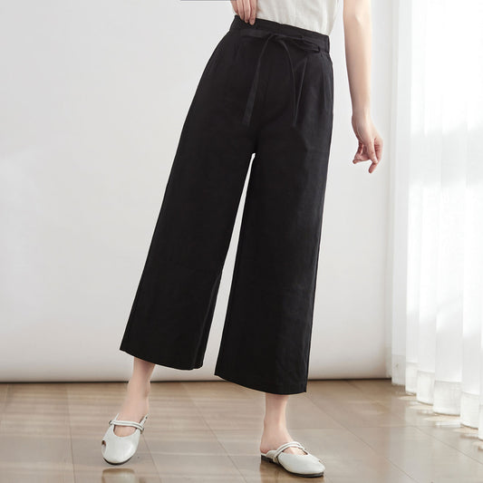Vintage Inspired Wide Leg Linen Pants C2677