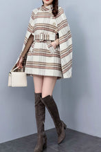 Load image into Gallery viewer, Plaid winter wool cape women C3663
