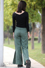 Load image into Gallery viewer, Women&#39;s Green Split Wide Leg Pants C292
