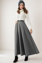 Load image into Gallery viewer, Long Grey Wool Warm Winter Skirt C4264
