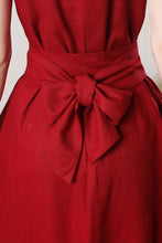 Load image into Gallery viewer, Red Sleeveless Midi Linen Dress C3262
